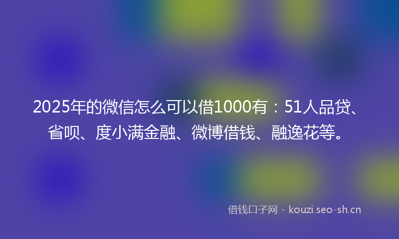 2025年的微信怎么可以借1000有：51人品贷、省呗、度小满金融、微博借钱、融逸花等。
