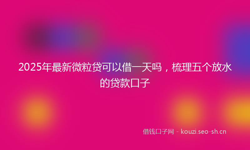 2025年最新微粒贷可以借一天吗，梳理五个放水的贷款口子