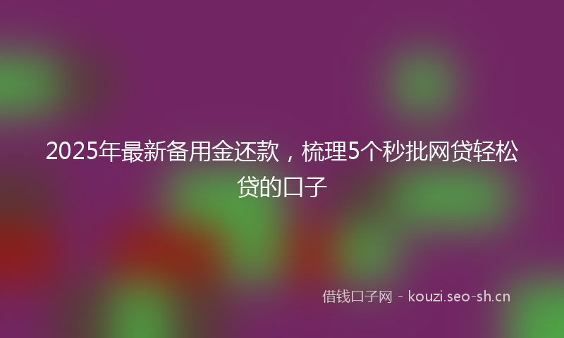 2025年最新备用金还款，梳理5个秒批网贷轻松贷的口子