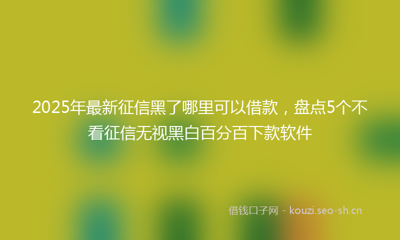 2025年最新征信黑了哪里可以借款，盘点5个不看征信无视黑白百分百下款软件