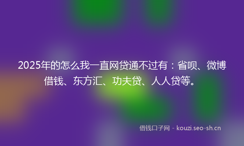2025年的怎么我一直网贷通不过有：省呗、微博借钱、东方汇、功夫贷、人人贷等。