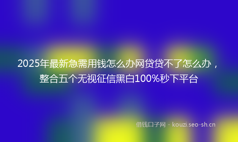 2025年最新急需用钱怎么办网贷贷不了怎么办，整合五个无视征信黑白100%秒下平台