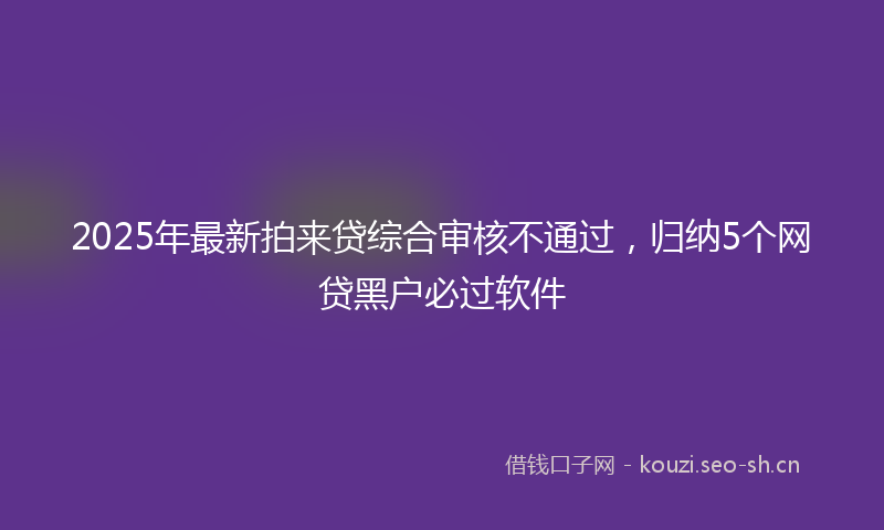 2025年最新拍来贷综合审核不通过，归纳5个网贷黑户必过软件