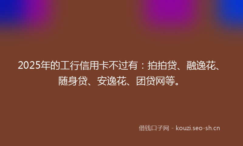2025年的工行信用卡不过有：拍拍贷、融逸花、随身贷、安逸花、团贷网等。