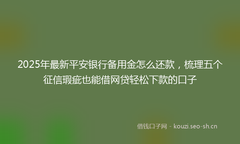 2025年最新平安银行备用金怎么还款，梳理五个征信瑕疵也能借网贷轻松下款的口子