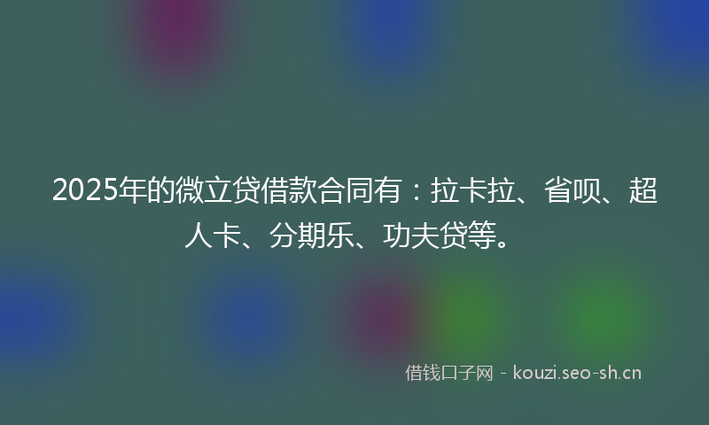 2025年的微立贷借款合同有：拉卡拉、省呗、超人卡、分期乐、功夫贷等。