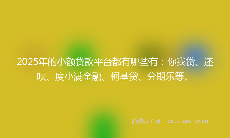 2025年的小额贷款平台都有哪些有：你我贷、还呗、度小满金融、柯基贷、分期乐等。