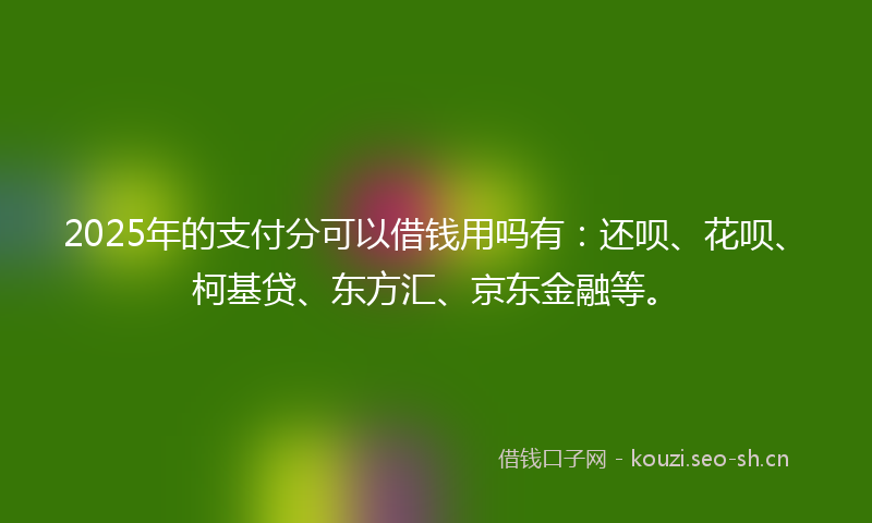 2025年的支付分可以借钱用吗有：还呗、花呗、柯基贷、东方汇、京东金融等。