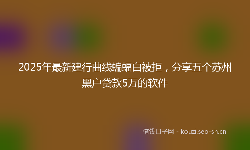2025年最新建行曲线蝙蝠白被拒，分享五个苏州黑户贷款5万的软件