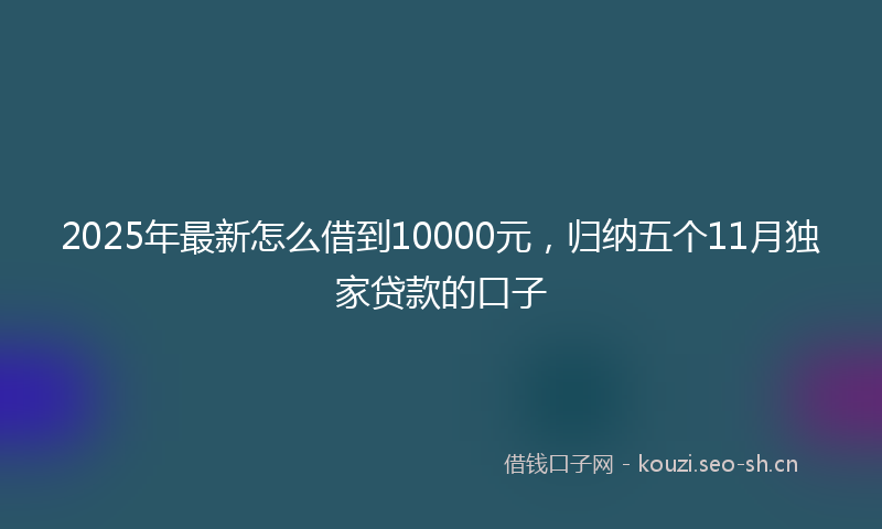 2025年最新怎么借到10000元，归纳五个11月独家贷款的口子