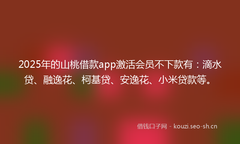 2025年的山桃借款app激活会员不下款有：滴水贷、融逸花、柯基贷、安逸花、小米贷款等。