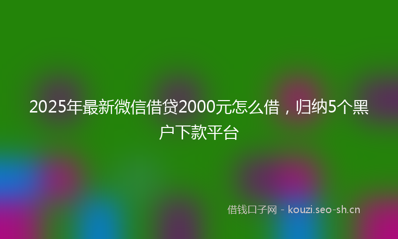 2025年最新微信借贷2000元怎么借，归纳5个黑户下款平台