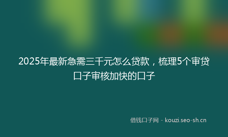 2025年最新急需三千元怎么贷款，梳理5个审贷口子审核加快的口子
