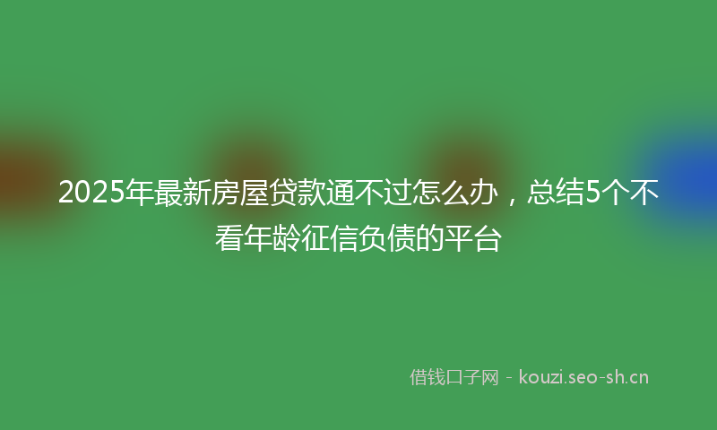 2025年最新房屋贷款通不过怎么办，总结5个不看年龄征信负债的平台