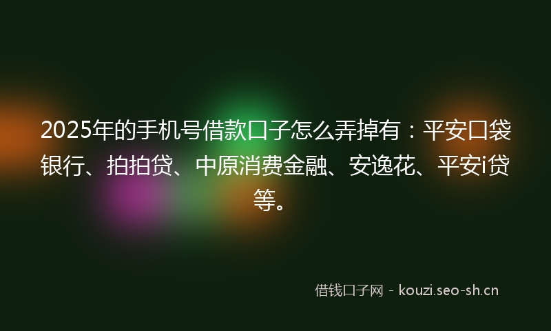 2025年的手机号借款口子怎么弄掉有：平安口袋银行、拍拍贷、中原消费金融、安逸花、平安i贷等。