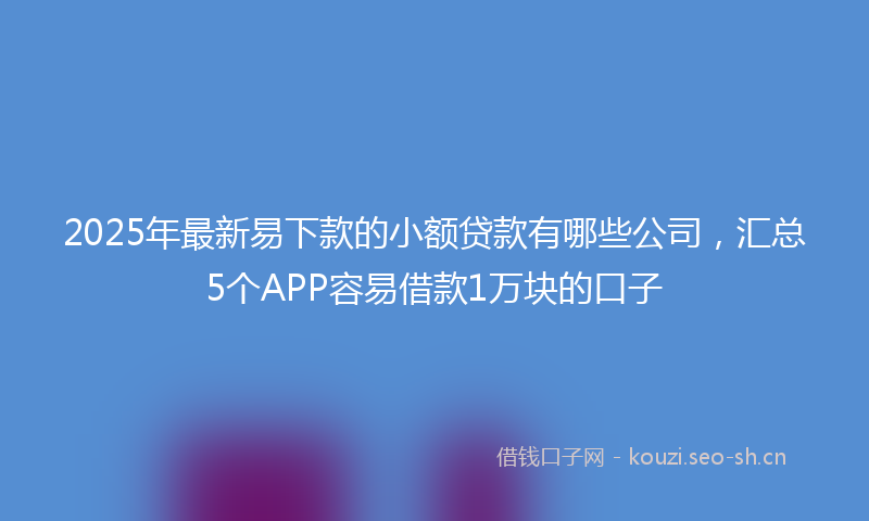 2025年最新易下款的小额贷款有哪些公司，汇总5个APP容易借款1万块的口子