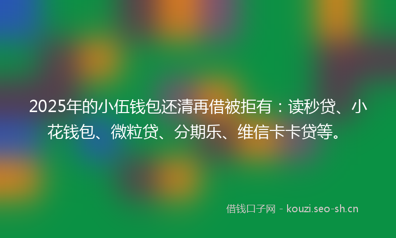2025年的小伍钱包还清再借被拒有：读秒贷、小花钱包、微粒贷、分期乐、维信卡卡贷等。