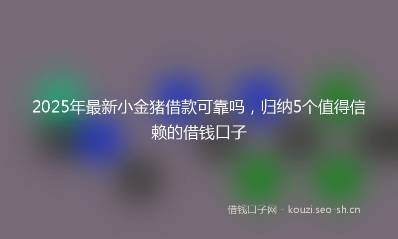 2025年最新小金猪借款可靠吗，归纳5个值得信赖的借钱口子