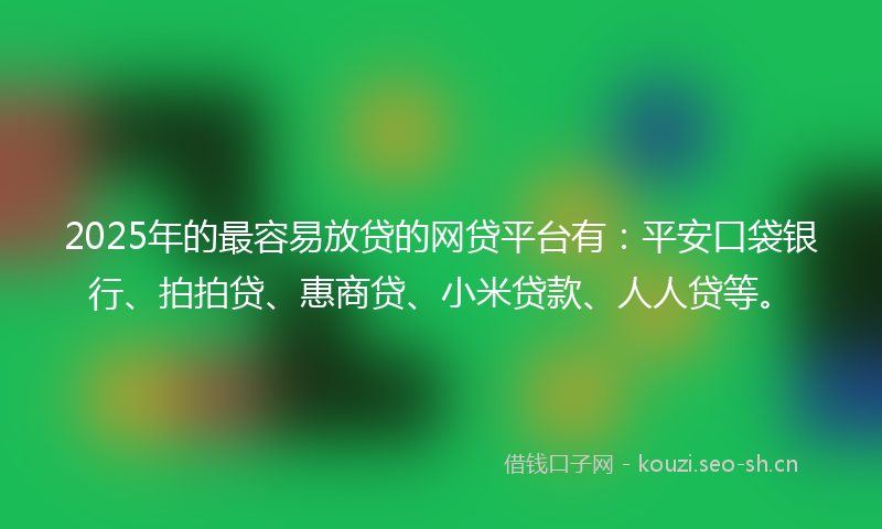 2025年的最容易放贷的网贷平台有：平安口袋银行、拍拍贷、惠商贷、小米贷款、人人贷等。