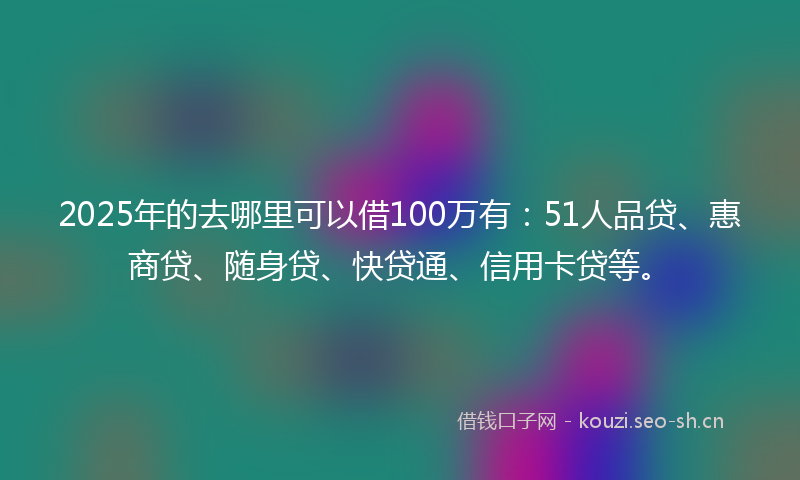 2025年的去哪里可以借100万有：51人品贷、惠商贷、随身贷、快贷通、信用卡贷等。