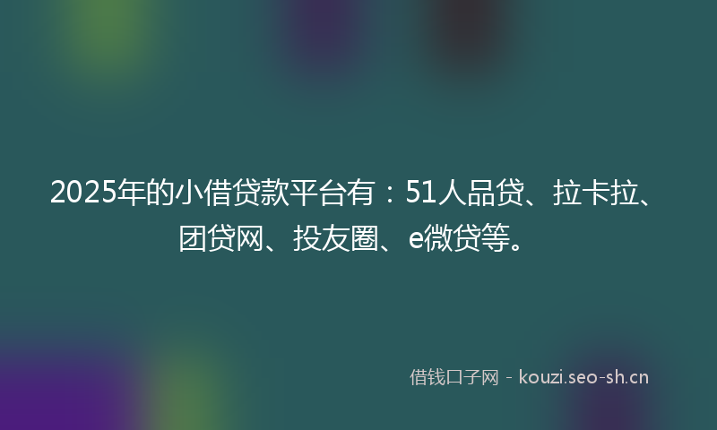 2025年的小借贷款平台有：51人品贷、拉卡拉、团贷网、投友圈、e微贷等。