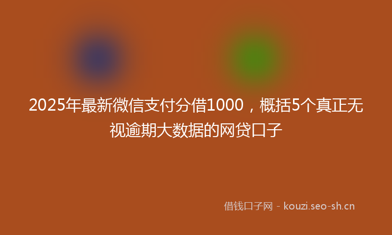 2025年最新微信支付分借1000，概括5个真正无视逾期大数据的网贷口子