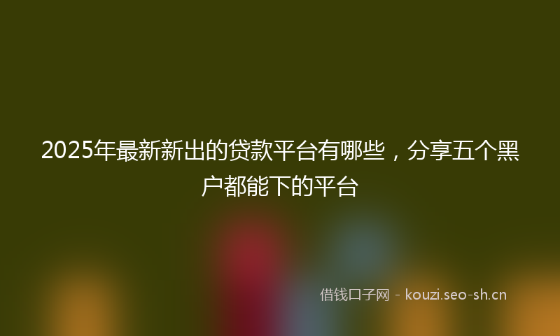 2025年最新新出的贷款平台有哪些，分享五个黑户都能下的平台