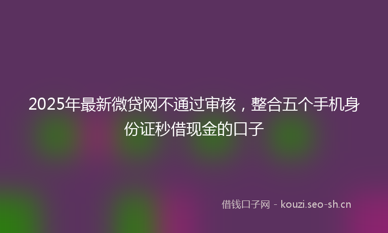 2025年最新微贷网不通过审核，整合五个手机身份证秒借现金的口子