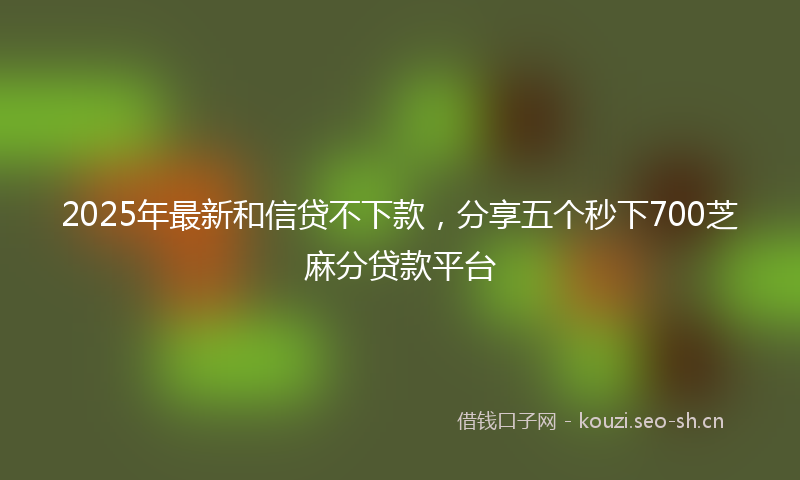 2025年最新和信贷不下款，分享五个秒下700芝麻分贷款平台