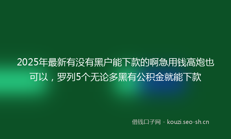 2025年最新有没有黑户能下款的啊急用钱高炮也可以，罗列5个无论多黑有公积金就能下款