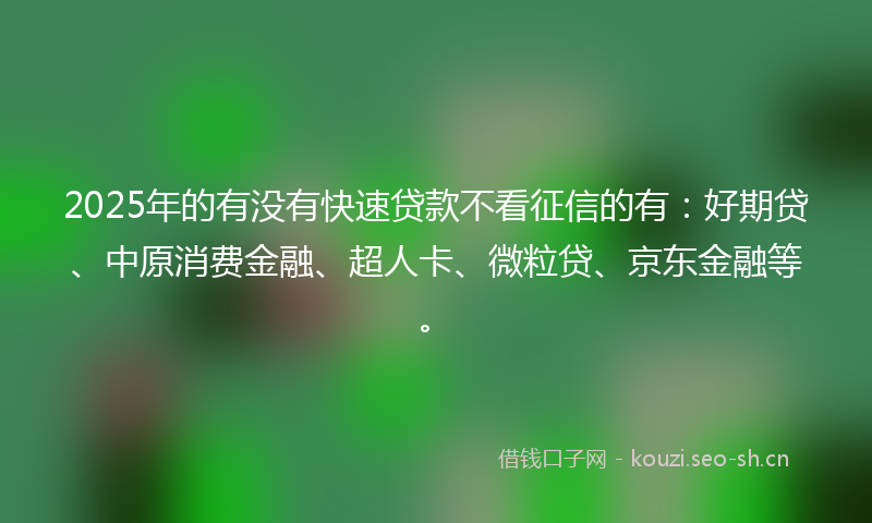 2025年的有没有快速贷款不看征信的有：好期贷、中原消费金融、超人卡、微粒贷、京东金融等。