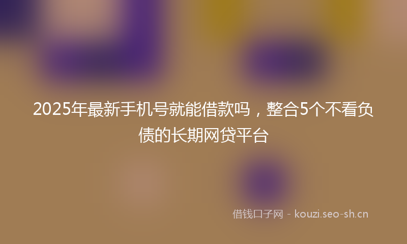 2025年最新手机号就能借款吗，整合5个不看负债的长期网贷平台