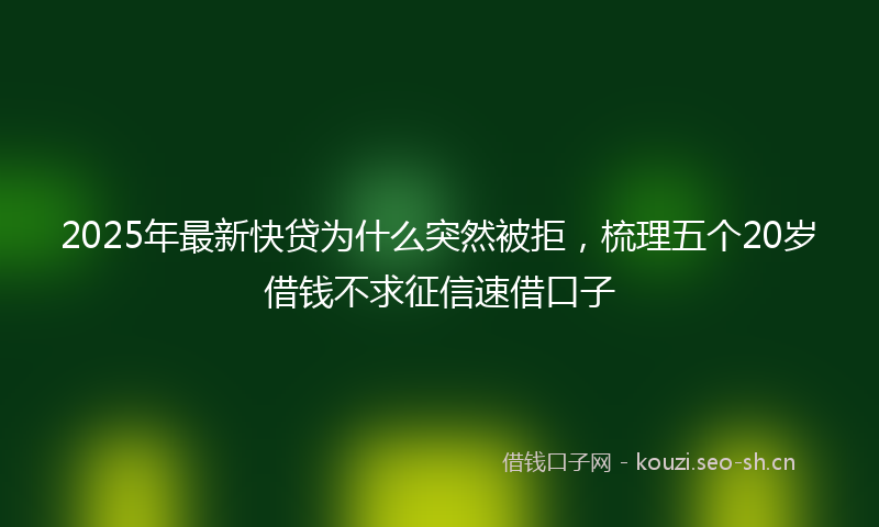 2025年最新快贷为什么突然被拒，梳理五个20岁借钱不求征信速借口子