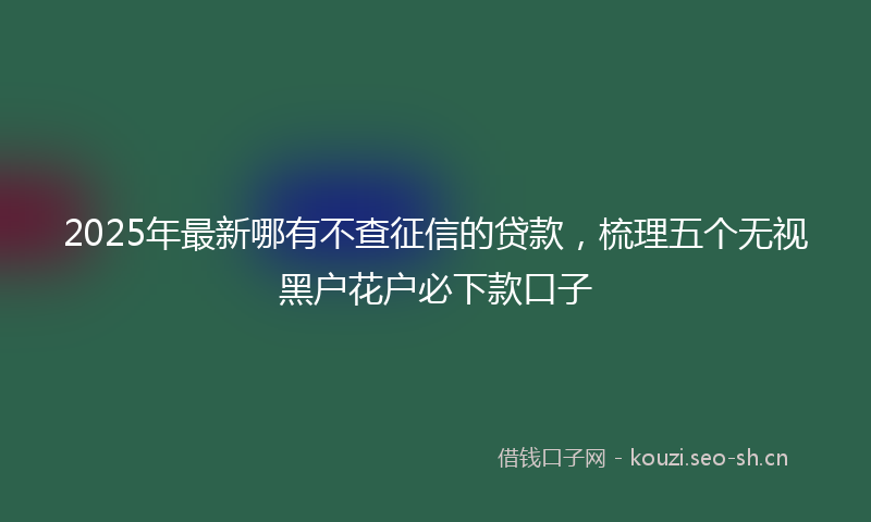 2025年最新哪有不查征信的贷款，梳理五个无视黑户花户必下款口子