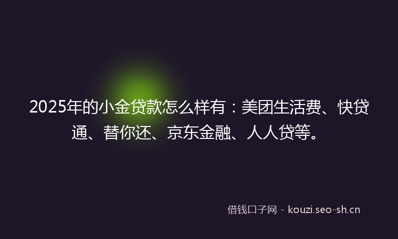 2025年的小金贷款怎么样有：美团生活费、快贷通、替你还、京东金融、人人贷等。