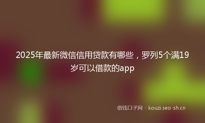 2025年最新微信信用贷款有哪些，罗列5个满19岁可以借款的app