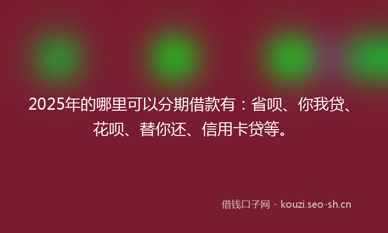 2025年的哪里可以分期借款有：省呗、你我贷、花呗、替你还、信用卡贷等。