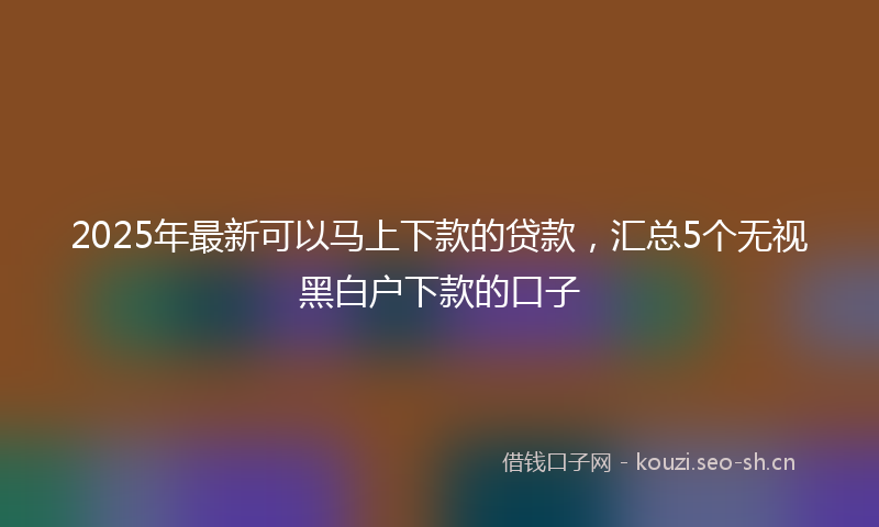 2025年最新可以马上下款的贷款，汇总5个无视黑白户下款的口子