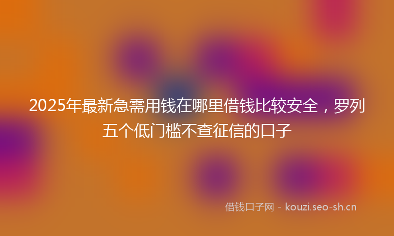 2025年最新急需用钱在哪里借钱比较安全，罗列五个低门槛不查征信的口子