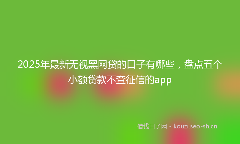 2025年最新无视黑网贷的口子有哪些，盘点五个小额贷款不查征信的app