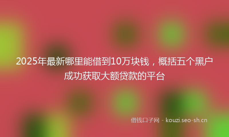 2025年最新哪里能借到10万块钱，概括五个黑户成功获取大额贷款的平台