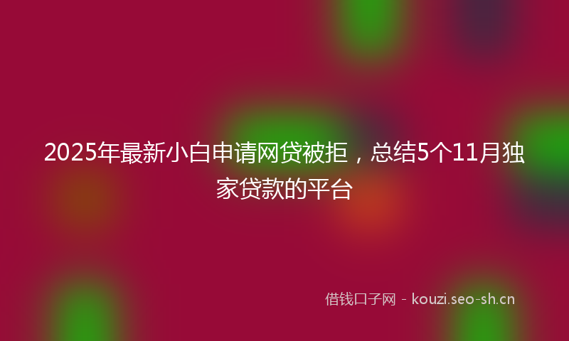 2025年最新小白申请网贷被拒，总结5个11月独家贷款的平台