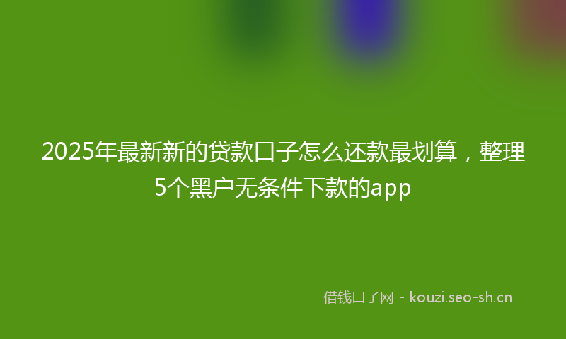 2025年最新新的贷款口子怎么还款最划算，整理5个黑户无条件下款的app