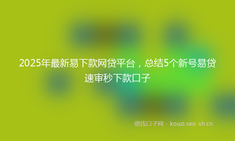 2025年最新易下款网贷平台，总结5个新号易贷速审秒下款口子