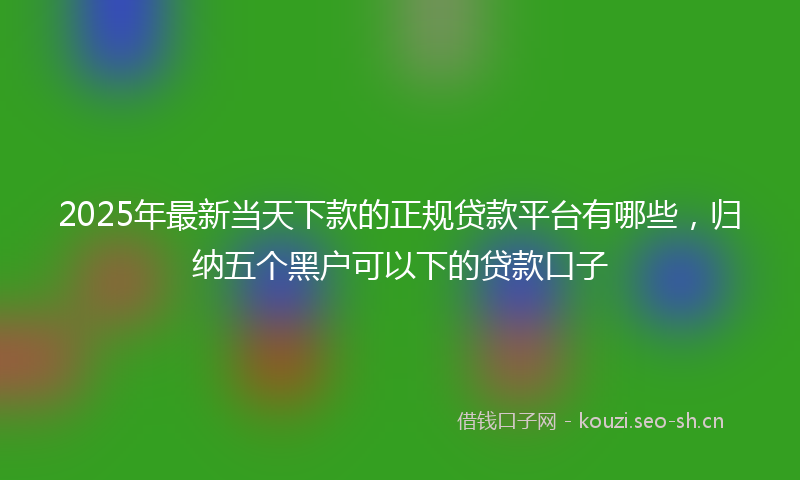 2025年最新当天下款的正规贷款平台有哪些，归纳五个黑户可以下的贷款口子