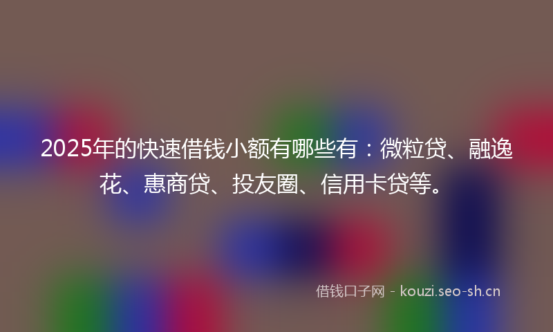 2025年的快速借钱小额有哪些有：微粒贷、融逸花、惠商贷、投友圈、信用卡贷等。