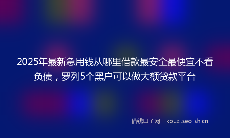 2025年最新急用钱从哪里借款最安全最便宜不看负债，罗列5个黑户可以做大额贷款平台