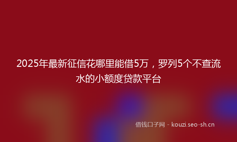 2025年最新征信花哪里能借5万,罗列5个不查流水的小额度贷款平台