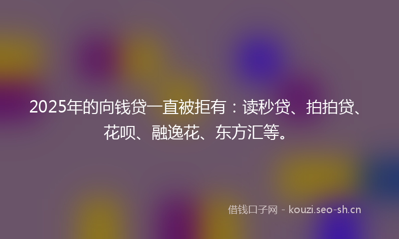 2025年的向钱贷一直被拒有：读秒贷、拍拍贷、花呗、融逸花、东方汇等。