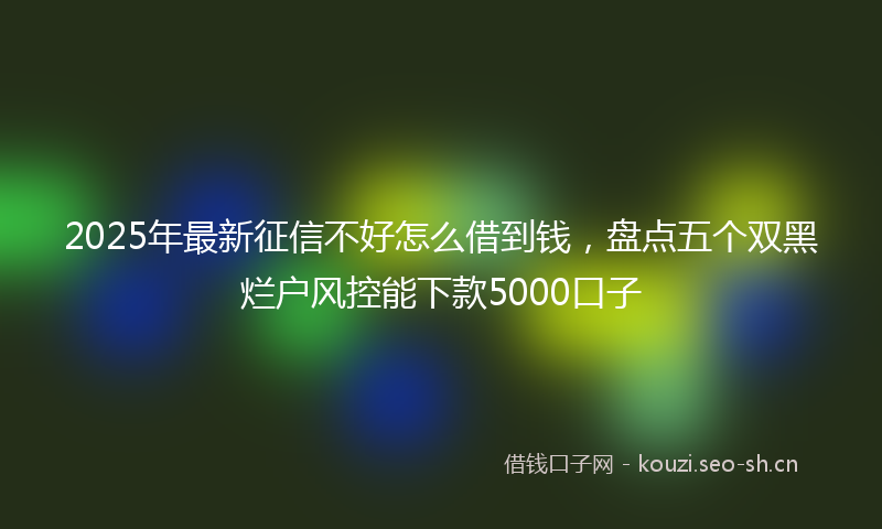 2025年最新征信不好怎么借到钱，盘点五个双黑烂户风控能下款5000口子